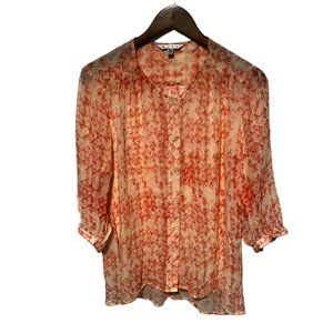 Cabi Orange and Cream Blouse Size Medium